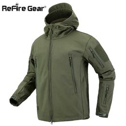 ReFire Gear Camouflage Veste Militaire Hommes Imperméable Soft Shell Veste Tactique US Army Vêtements Hiver Polaire Manteau Coupe-Vent 211013