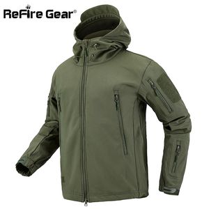 ReFire Gear Camouflage Militaire Veste Hommes Étanche Soft Shell Tactique US Army Vêtements Hiver Polaire Manteau Coupe-Vent 211217