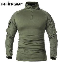 ReFire Gear hommes armée tactique t-shirt SWAT soldats militaire Combat t-shirt à manches longues Camouflage chemises Paintball 5XL 240312
