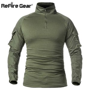 Refire Gear Mannen Leger Tactische T-shirt Swat Soldaten Militaire Combat T-shirt Lange mouwen Camouflage Shirts Paintball T-shirts 5XL Y0526