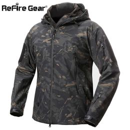 Refire Gear Shark Skin Soft Shell Tactische Militaire Jas Mannen Waterdichte Fleece Coat Army Clothes Camouflage Windbreaker 211126