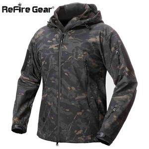 Refire Gear Shark Skin Soft Shell Tactical Military Jacket Mannen Waterdichte Fleece Coat Army Clothes Camouflage Windbreaker Jacket 210819