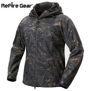 ReFire Gear Shark Skin Soft Shell Veste militaire tactique Hommes imperméable manteau polaire armée vêtements camouflage coupe-vent 211126