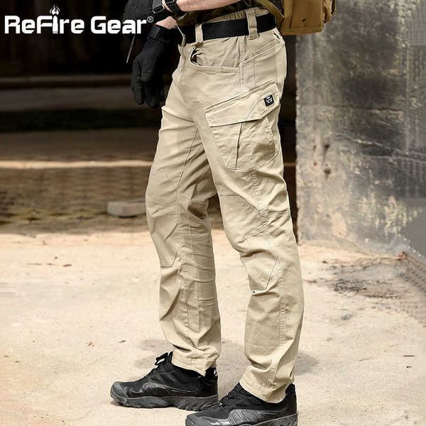 ReFire Gear SWAT Combat Militaire Tactique Pantalon Hommes Grand Multi Poche Armée Cargo Pantalon Casual Coton Sécurité Bodyguard Pantalon 210616