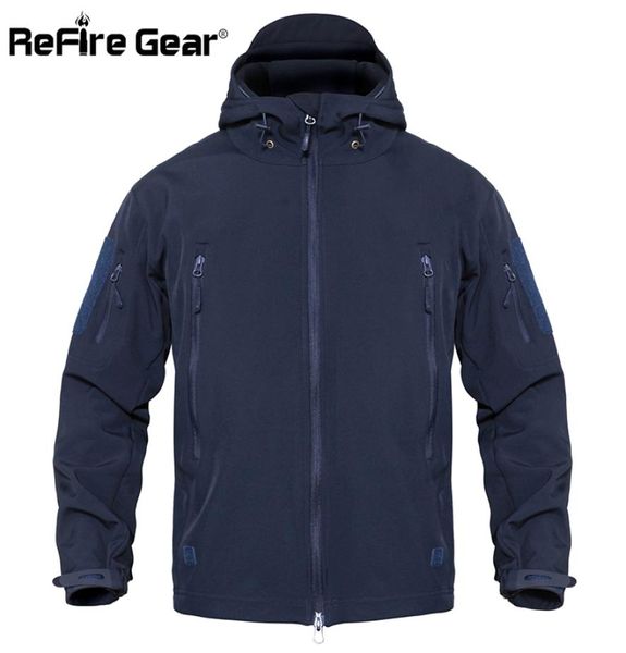 ReFire Gear Veste Tactique Armée Imperméable Hommes Camouflage Veste Militaire Softshell Coupe-Vent Hiver Manteau À Capuchon Vêtements De Chasse Y1705012