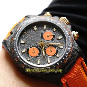 Refit-versie 116520 116500 Kast van koolstofvezel Oranje wijzerplaat ETA 7750 Chronograaf automatisch 78590 Herenhorloges Saffier Stopwatch Spo287k