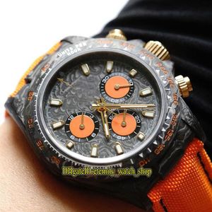 Refit-versie 116520 116500 Kast van koolstofvezel Oranje wijzerplaat ETA 7750 Chronograaf automatisch 78590 Herenhorloges Saffier Stopwatch Spo254y