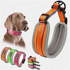 Reflecterende hondenkraag leiband set verstelbare nylon dikker ademend voor kleine middelgrote grote honden kraag outdoor training 210325