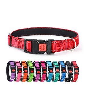 Collares reflectantes para perros con hebilla de bloqueo de seguridad, collar ajustable de nailon para mascotas para cachorros, perros pequeños, medianos, grandes y extra grandes WLL1302