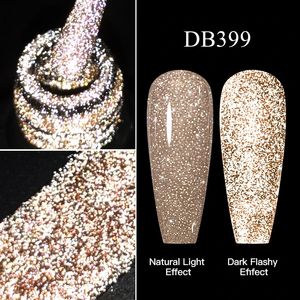 Champagne à ongles à paillettes réfléchissants champagne argenté rose vernis semi-permanent tremper les UV LED Art Decoration 240510