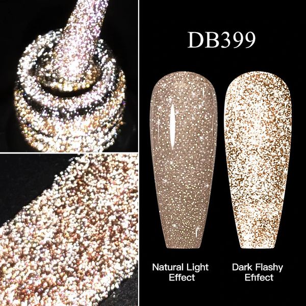 Glitter Glitter Gel esmalte de uñas Champán plateado Pink Semipermanent esmaltes Sumembrete de la decoración de arte LED UV 240418