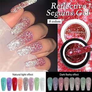 Gel de paillettes réfléchissantes vernis à ongles couleur d'hiver paillettes scintillantes imbiber le vernis UV LED décoration d'art d'ongle