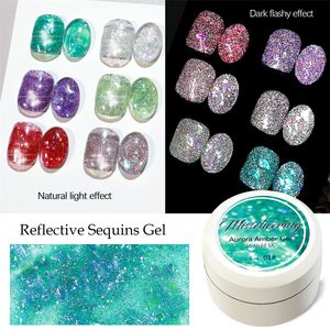 Reflecterende glittergel roze pailletten nagellak geniet van UV nagelgels semi-permanente nagels kunstdecoratie