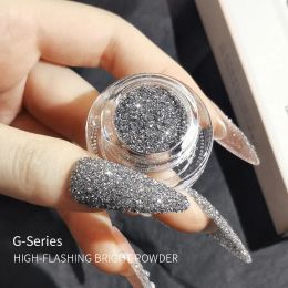 Polvo de brillo reflectante para plateado glitter reflimitante polvo de uñas arte holográfico diamantes holográficos pigmento