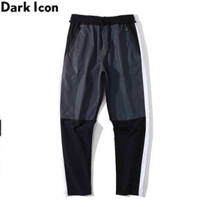 Reflecterende patchwork jogging broek mannen lichtgewicht materiaal straatmode heren broek broek 210603