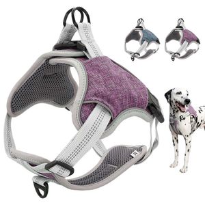 Harnais réfléchissant pour chien de compagnie gilet réglable sans traction moyen grand harnais pour chien doux maille rembourré gilet pour animaux de compagnie pour chiens marche formation 210712