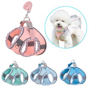 Colete refletivo para cachorros Colete de malha respirável Conjunto de coleiras e coleiras para cães pequenos e médios Cat Walking Leads Acessórios para animais de estimação