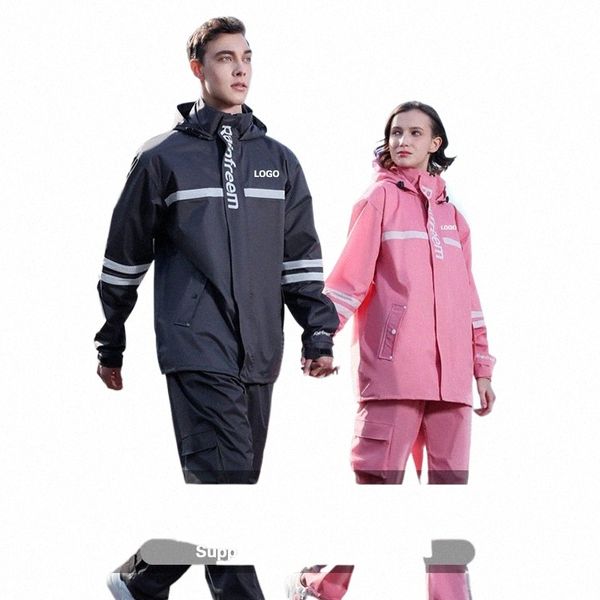 Veste imperméable réfléchissante Set Vêtements Hommes Vélos Motos Randonnée en plein air Cam Coupe-vent Manteau imperméable Logo personnalisé K9yi #