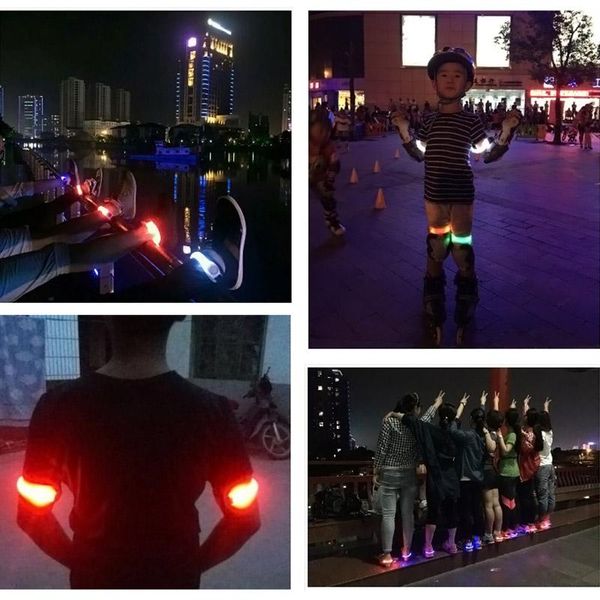 Cinturón de seguridad reflectante, correa para el brazo, ciclismo nocturno, correr, brazalete LED, rodilleras con luz H7JP