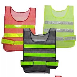 Reflecterende veiligheidsvoorziening 3 kleuren Kleding Vest Hollow Grid Hoge zichtbaarheid Waarschuwing Constructie verkeerskleding Druppel levering Dhyob