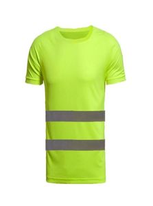 Tshirt de sécurité réfléchie à manches courtes hautes t-shirts tops tops tas de gym de fitness de fitness