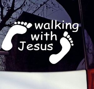 Reflecterende wandelen met Jezus Baby Auto Sticker Raam Muur Bummper Laptop Voorruit Waterdichte Auto Styling Motorfiets Sticker Vin5429763