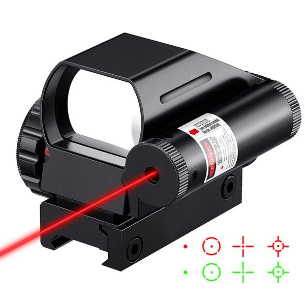 Mira telescópica táctica para reflejos, láser rojo y verde, mira telescópica de punto proyectada de 4 retículas, óptica de caza para riel de 20mm