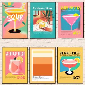 Verfrissende en kleurrijke cocktail sip zomer aperol poster gin whisky zure tropische kunst canvas prints voor wijnliefhebbers decor