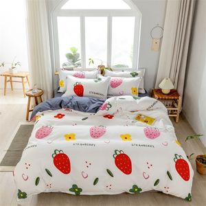 Rafraîchissant Série Ensemble de Literie Double Simple Hiver Housse de Couette Ensemble de Draps Taies D'oreiller Lit Vêtements Fleur Ensemble De Lit King Size 201021