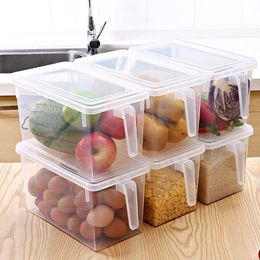 Cajón de cajón de refrigerador Caja de almacenamiento Cocina Organizador de plástico Transparente Granos Frijoles Cajas de almacenamiento de frutas Contenedor de alimentos sellados BH7523 TYJ