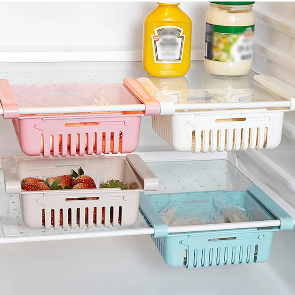 Refrigerator Organizer Retractable Multifunctional Tiered Fridge Shelf Fresh Divider Layer Shelf Kitchen Storage Organizer New