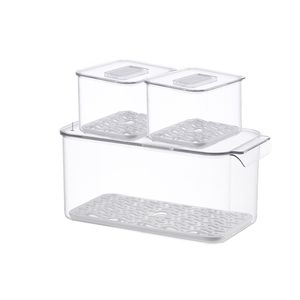 Boîte de rangement du réfrigérateur avec couvercle réfrigérateur cuisine lavage des aliments transparents organisateur empilable OSPACE ZP138