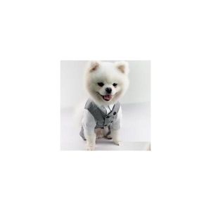 Hondenkleding Pet Bruiloft Verjaardagsfeest Kostuum Tuxedo Suit voor klein middelgrote ras formeel vest met vlinderdas Gentleman Drop Deli Beste