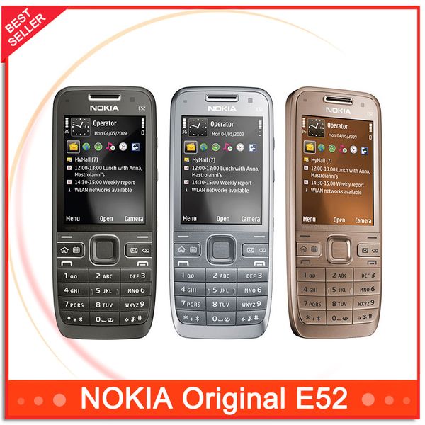 Téléphones portables remis à neuf Nokia E52 GSM WCDMA 2G 3G caméra pour téléphone portable étudiant âgé