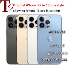 Apple Original iphone Xs in 13 pro-stijl telefoon Ontgrendeld met 13pro boxCamera-uiterlijk 4G RAM 64GB 256GB ROM smartphonenaam gewijzigd