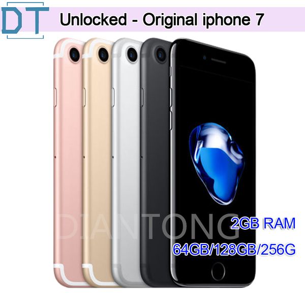 Apple iPhone 7 original restaurado de 4,7 pulgadas con huella digital iOS A10 Quad Core 2 GB de RAM 32/128/256 GB ROM Teléfono 4G LTE desbloqueado, 100% completamente funcional