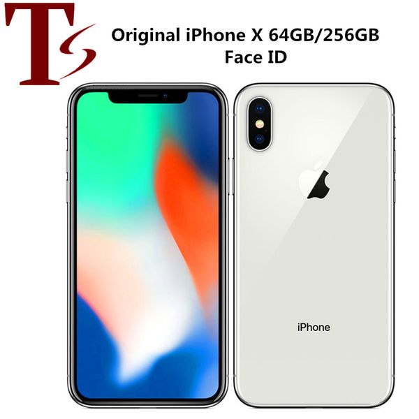 Téléphones d'origine Apple iPhone X 5,8 pouces A11 Face ID iOS Hexa Core 3 Go de RAM 64 Go de 256 Go de ROM 12MP Téléphone intelligent remis à neuf débloqué 5pcs