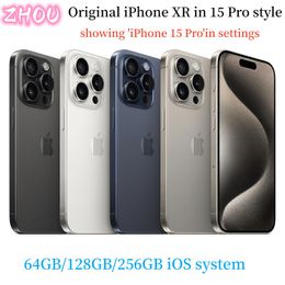 Gerenoveerde originele ontgrendelde iPhone XR Covert naar iPhone 15 Pro mobiele telefoon met 15 pro camera-uiterlijk 3G RAM 64GB 128GB 256GB ROM mobiele telefoon