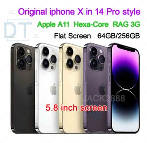 Gerenoveerd origineel ontgrendeld OLED -scherm iPhone X In iPhone 14 Pro mobiele telefoonstijl Apple iPhone 14Pro RAM 3GB ROM 64GB/256 GB Mobiele telefoon