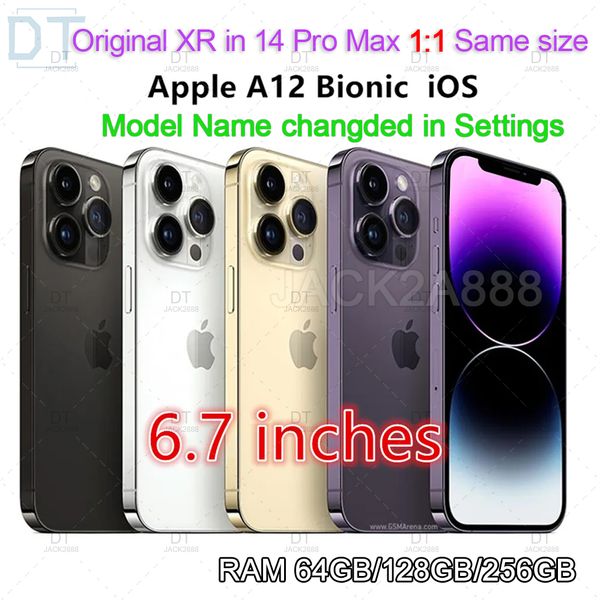 Écran OLED déverrouillé d'origine rénové Apple iPhone XR dans iPhone 14 Pro Max Style Phone Iphone 14pro Max Ram 3GB ROM 64 Go / 128 Go / 256 Go Mobile Mobilephone