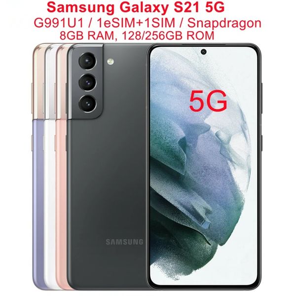 Remis à neuf Samsung Galaxy S21 5G G991U1 128 Go/256 Go Téléphone portable débloqué d'origine 6,2