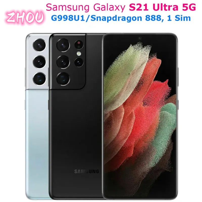 Восстановленный телефон Samsung Galaxy S21 Ultra 5G G998U1, разблокированный, 6,8 дюйма, восьмиядерный процессор 108MP40MP, 12 ГБ ОЗУ, Snapdragon 888 128G
