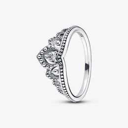 Regal kralen tiara ring voor pandora authentieke sterling zilveren kroonringen designer sieraden voor vrouwen zussen cadeau kristal diamant trouwring met originele doos set