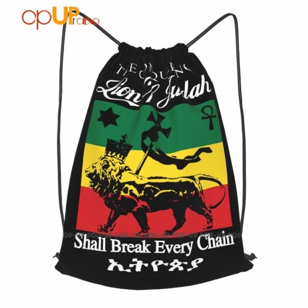 Reggae Jah Rastafari Haile Selassie Vybz Kartel Li de Judah Drawstring Backpack New Style Sports Bag i5hi #