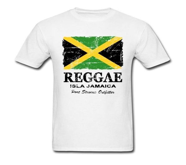 Camiseta con la bandera de Reggae de Jamaica, camisetas Vintage para hombre, ropa de algodón, camisetas con cuello redondo, camiseta del equipo de verano, camisas blancas personalizadas 2107069395526