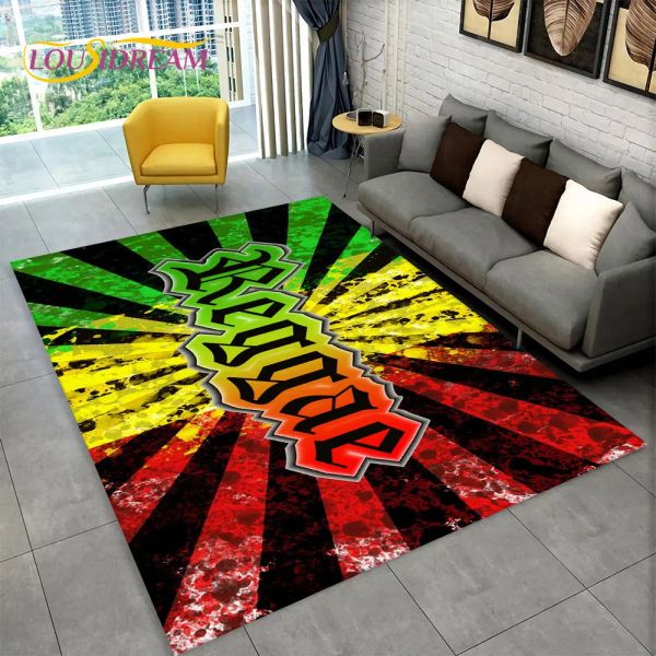 Réggae Music Jamaican Jamaican Maple Leaf Area Tapis, tapis pour le salon Décor de paillasson canapé de chambre à coucher, cuisine sans glissement.