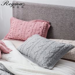REGINA Brand-funda de almohada tejida a rayas, cubierta decorativa de cama supersuave de estilo nórdico, cojín rosa, Beige y gris, 220217