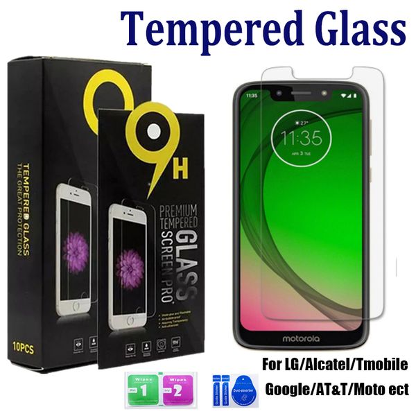 Verre trempé ordinaire pour Moto G7 Play Tmobile Revvl 2 LG K40 AlcatelﾠAvalonﾠV ATT AXIA QS5509A protecteur d'écran avec emballage en papier