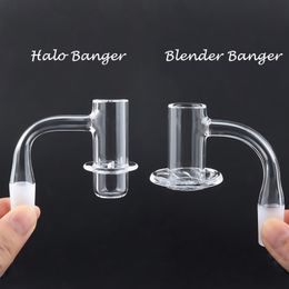 Soldadura regular Halo Blender Banger Borde biselado Clavos de cuarzo ahumado con juntas esmeriladas masculinas y femeninas para bongs de agua de vidrio