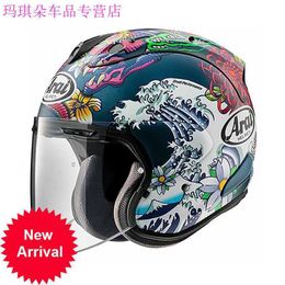 REGY ARAI VZ RAM3 4 LENSEUR SEUX SEUX Half Helmet Motorcycle Safety Running Four Seasons Japanese Dragon Matte Blue S importé du Japon